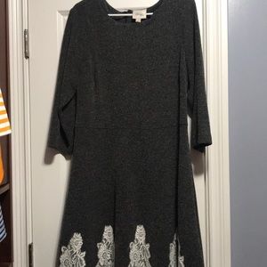 Dark gray dress with white lace